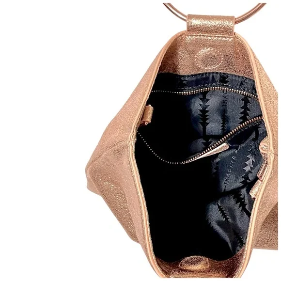 Thatcher Italian Leather Le Pouch Bag Rose Gold - Picture 4 of 6